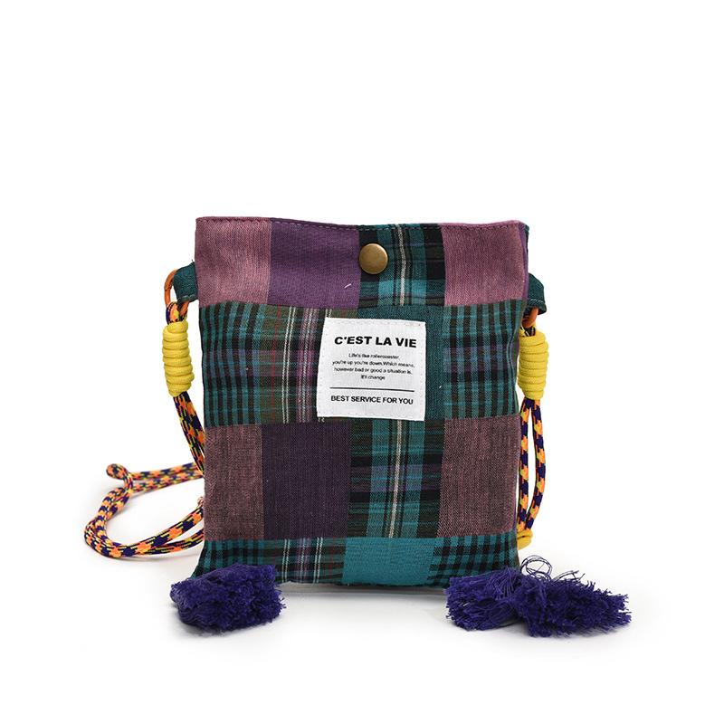 Uformell Retro Rutete Lappeteppe Stilig og Allsidig Lett Design Dame Crossbody-veske