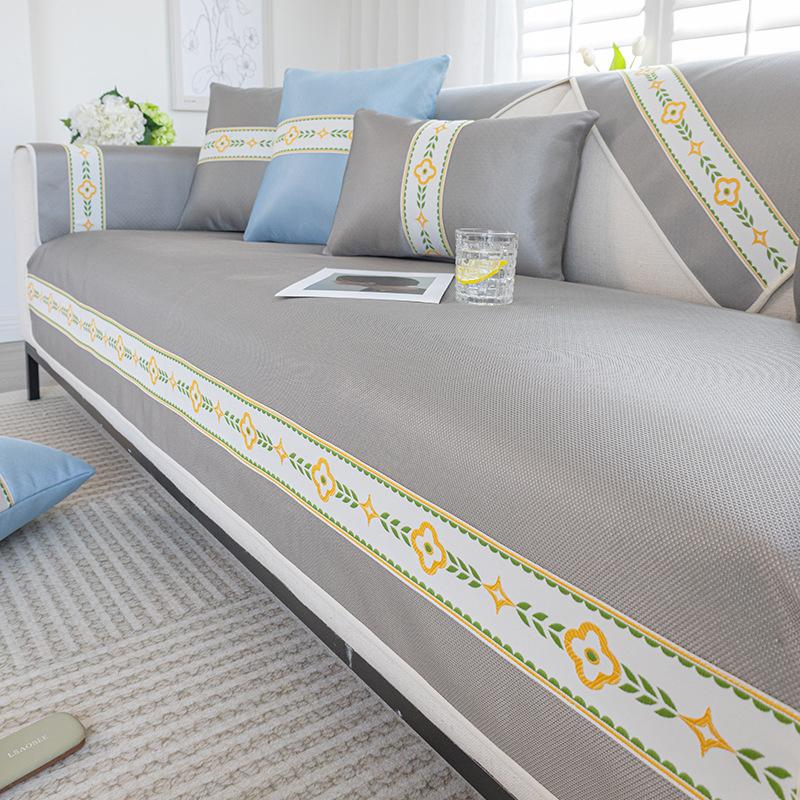 Ice Silk Summer Mat Sofa Cushion Summer Summer Non -Slip Cushion Washable Cool Feeling Sofa Cover Backrest Towel Cover Cloth 