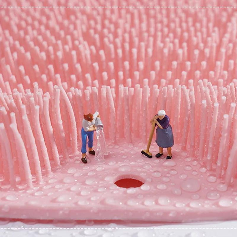 Silikon-Reiben-Rückenbürste, Badezimmer, rutschfest, Waschfußpolster, Massage-Duschmatte mit Saugnapf, Badmassage, Fußpeeling-Bürstenpolster