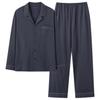 Men's Long Sleeve Cotton Pajama Set, Plus Size, Solid Color, Two-Piece for Spring and Autumn 2025.