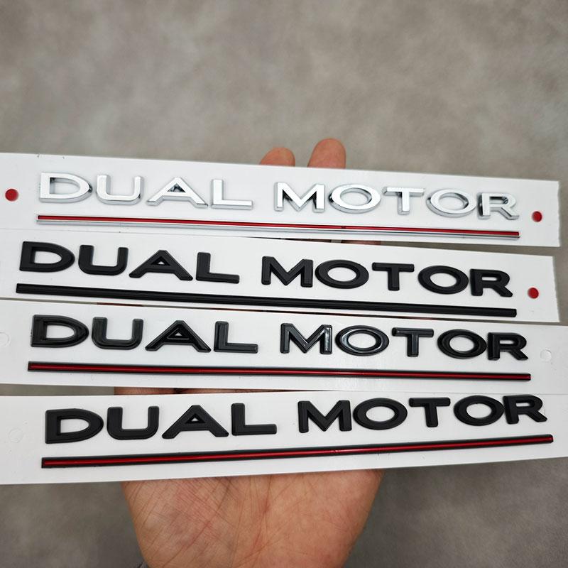 3D Letter Dual Motor Underlined Emblem Badge Car Rear Trunk Decal Sticker for Tesla Model 3 X Y S Decorative Auto Accessories