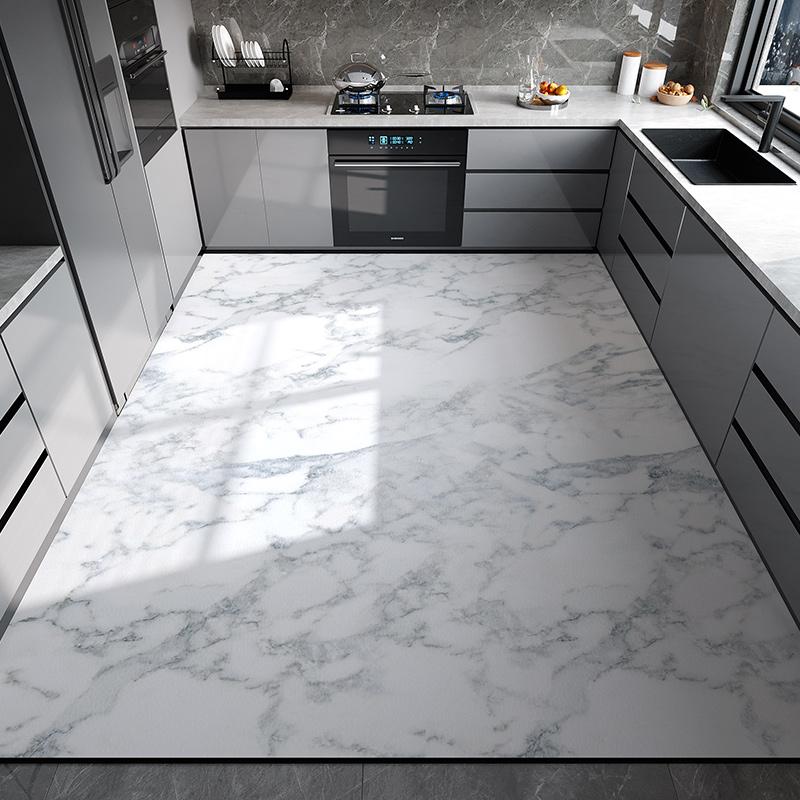 Kitchen Floor Mat Waterproof Non-slip Oil-resistant Leather Carpet PVC Large Size Imitation Marble Geometric Rug Home Decora Mat
