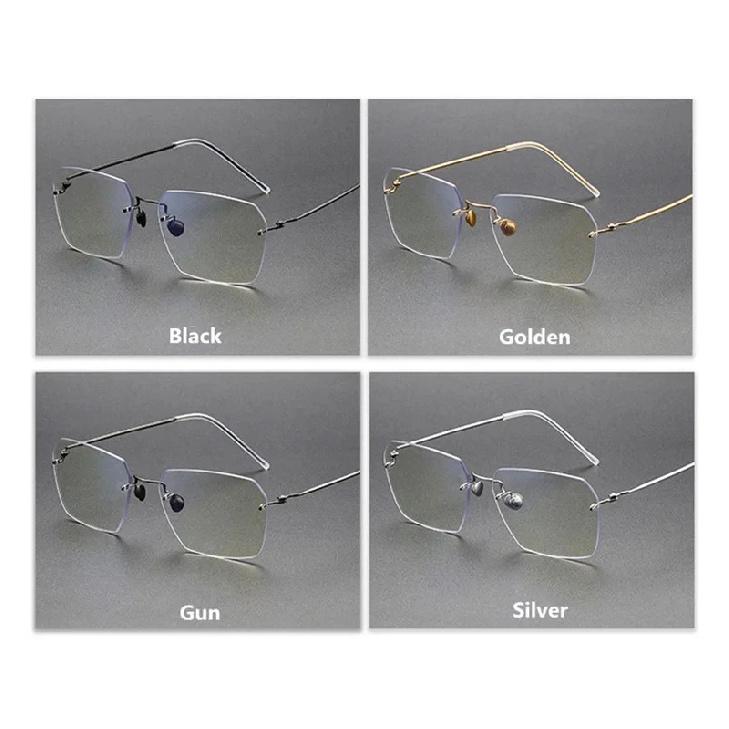 Denmark Brand Polygon Rimless Glasses Frame Men Women 2128 Fashion Frameless Oversize Eyeglasses Pure Titanium Ultralight Gafas