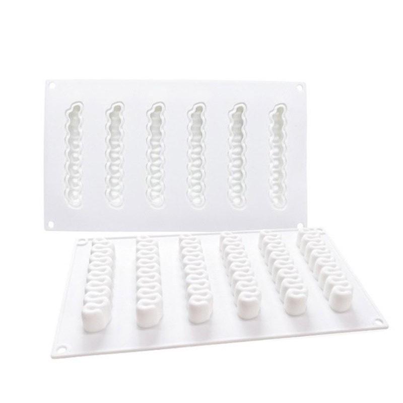 1 Moule à Gâteau Mousse Silicone 6 Torsades Moule à Pâtisserie Française Ondulé Dessert Crème Décoratif Moule Chocolat