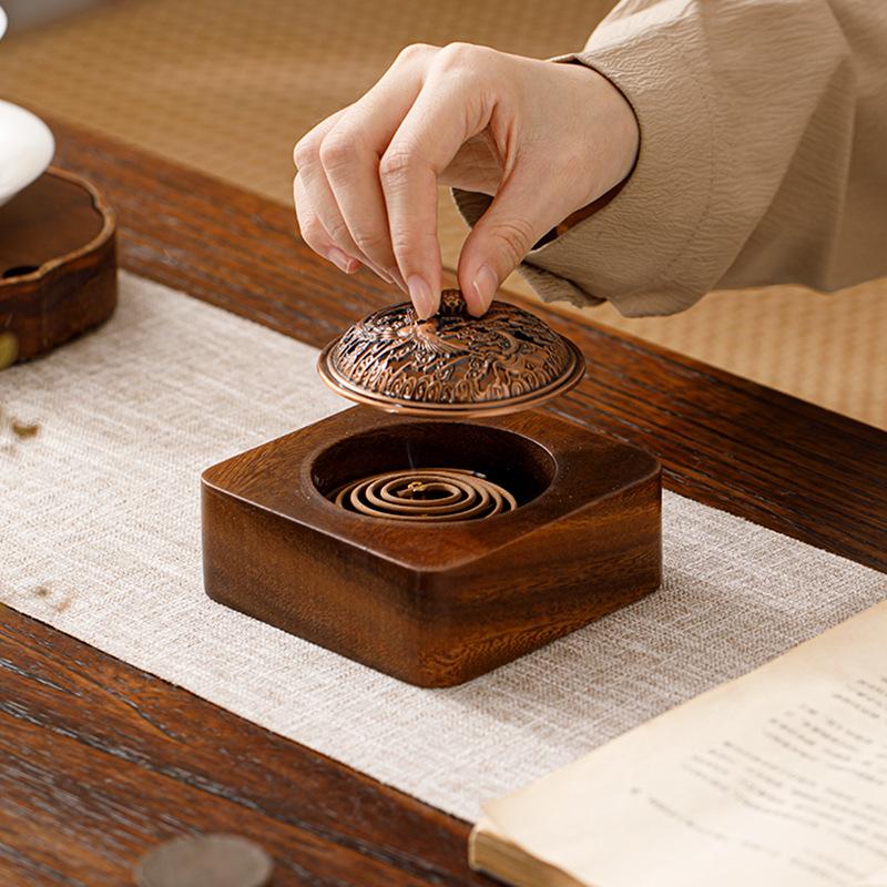 Creative Empty Incense Stick Burner Storage Boxes with Lid Square Shape of Wood Incense Box Home Use Tea Ceremony Incense Burner