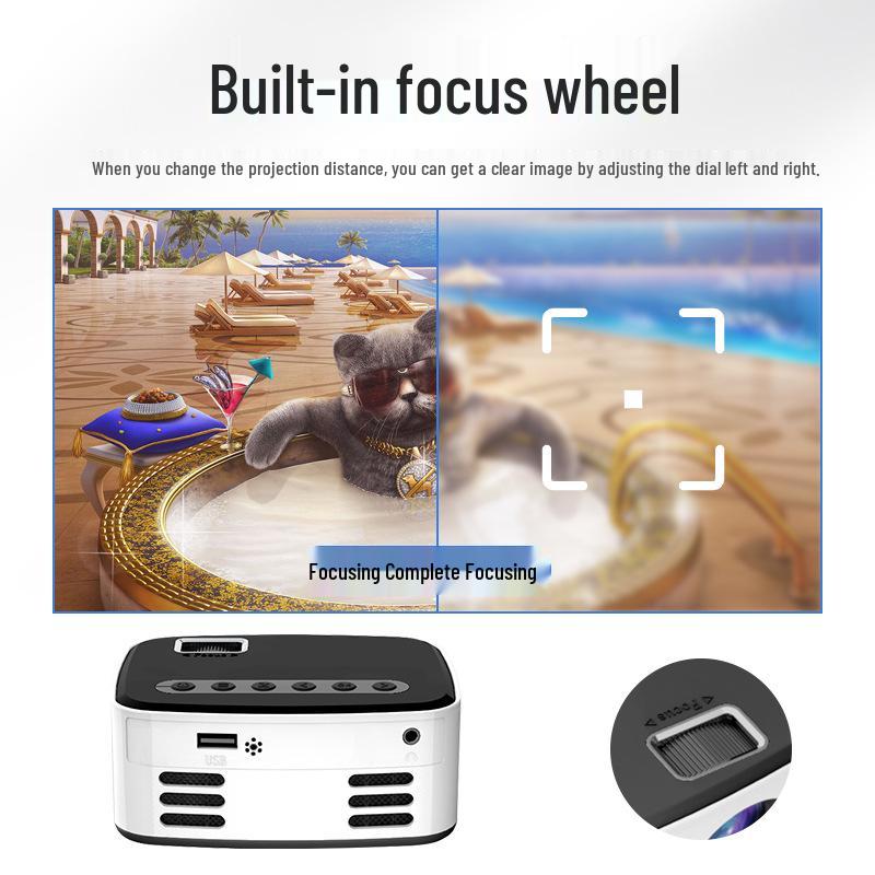 T20 Mini Wireless HD 1080p Mobile Projector for Home & Bedroom