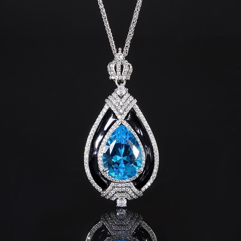 Autumn And Winter Jewelry Copper Bottom Gold-Plated Simulation Red Corundum Retro Water Drop Personalized Pendant Female 13 * 18