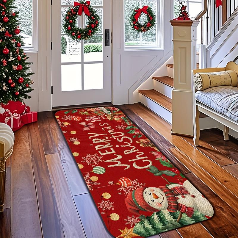 Charming Xmas Cute Dog Pattern Bedroom Living Room Laundry Floor Mat Entryway Area Rug Kitchen Runner Rug Winter Extravaganza