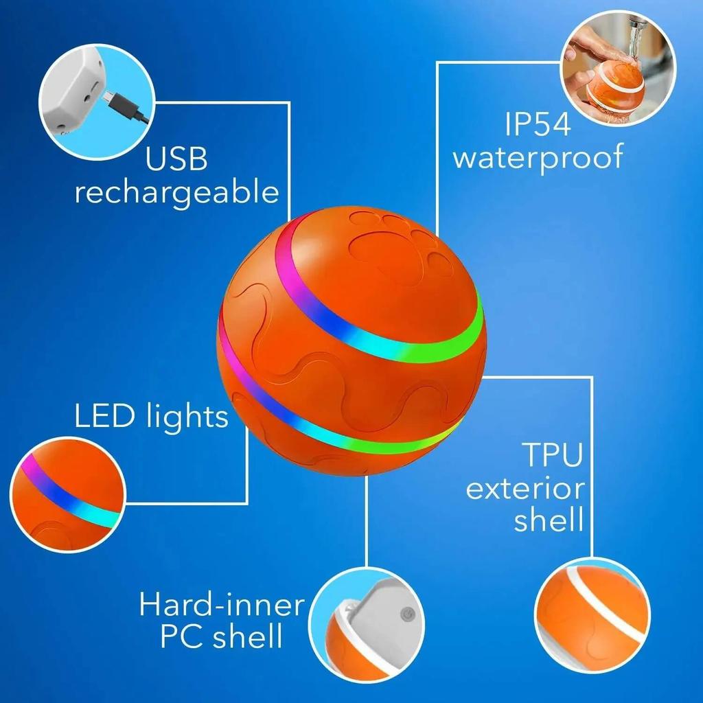Smart Teasing Dog Ball Remote Control Waterproof Interactive Pet Toy LED Light Dog Bouncing Toy Ball Automatic Rolling Toy Ball