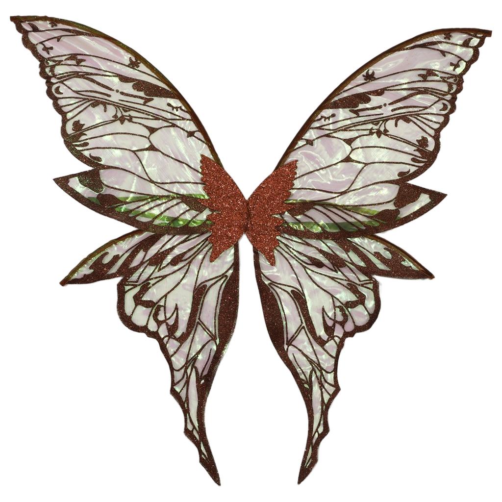Glittery Butterfly Wings Costume Props - Elastic Strap Gold Stamp Decorated for Themed Party & Photography