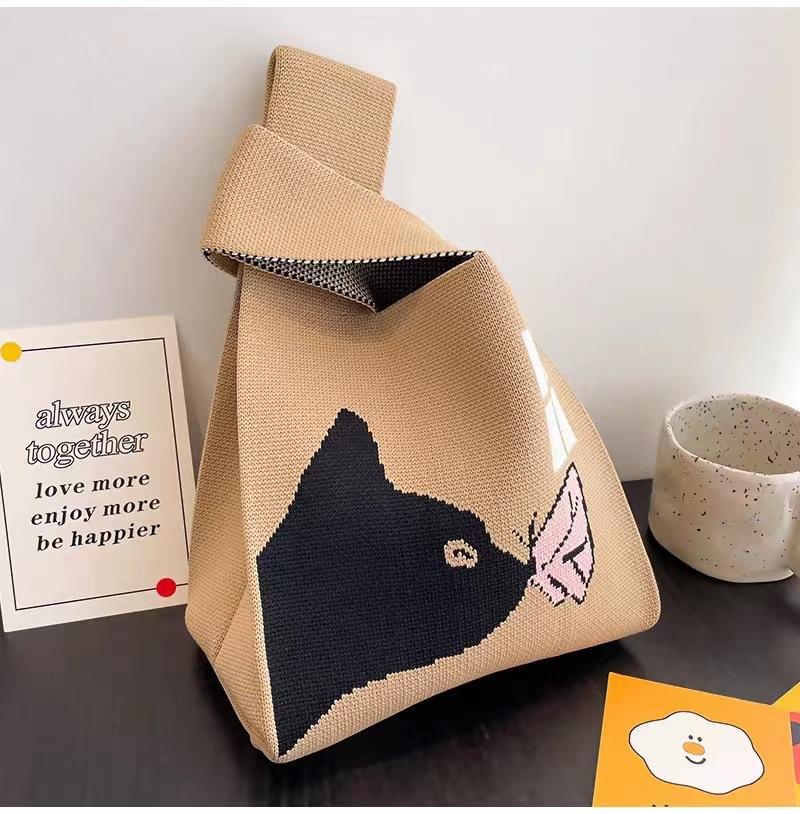 Sommer Damen Niedliche Mini-Tasche Vielseitige Mode Handytasche Cartoon Gestrickte Handtasche Umhängetasche Umhängetasche