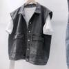 Women's Spring Sleeveless Loose Causal Denim Vest Plus Size Simple Design Buttoned Tops