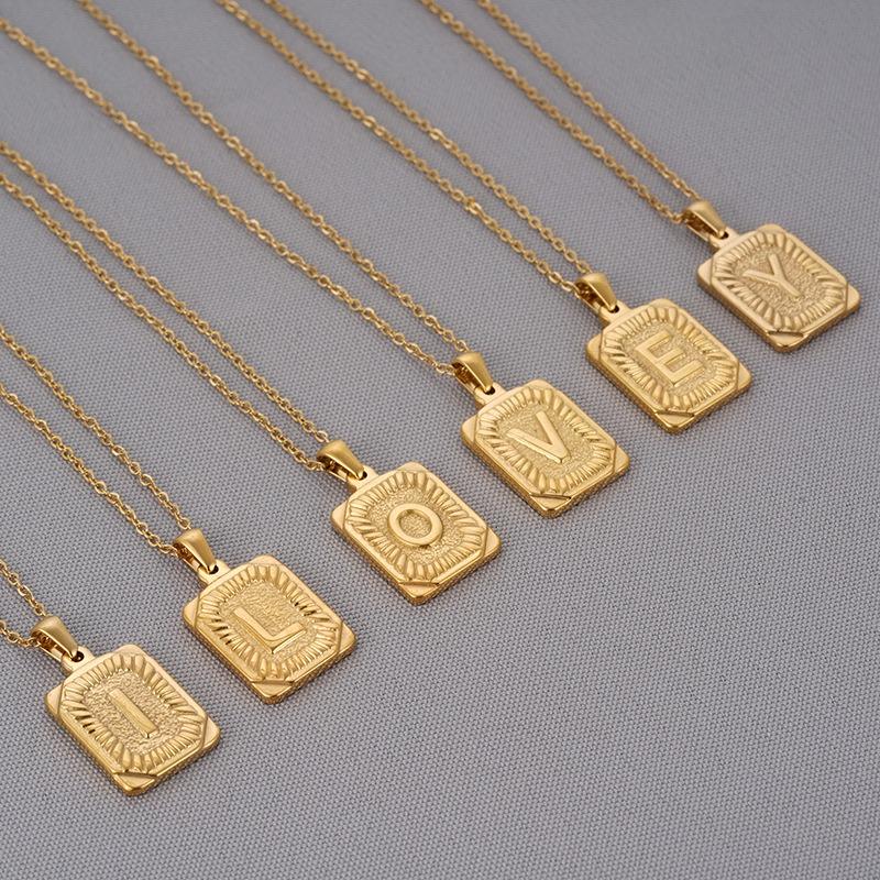 Stylish 18k Gold Stainless Steel Letter Pendant Necklace For Men O-type Cross Chain Non-fading