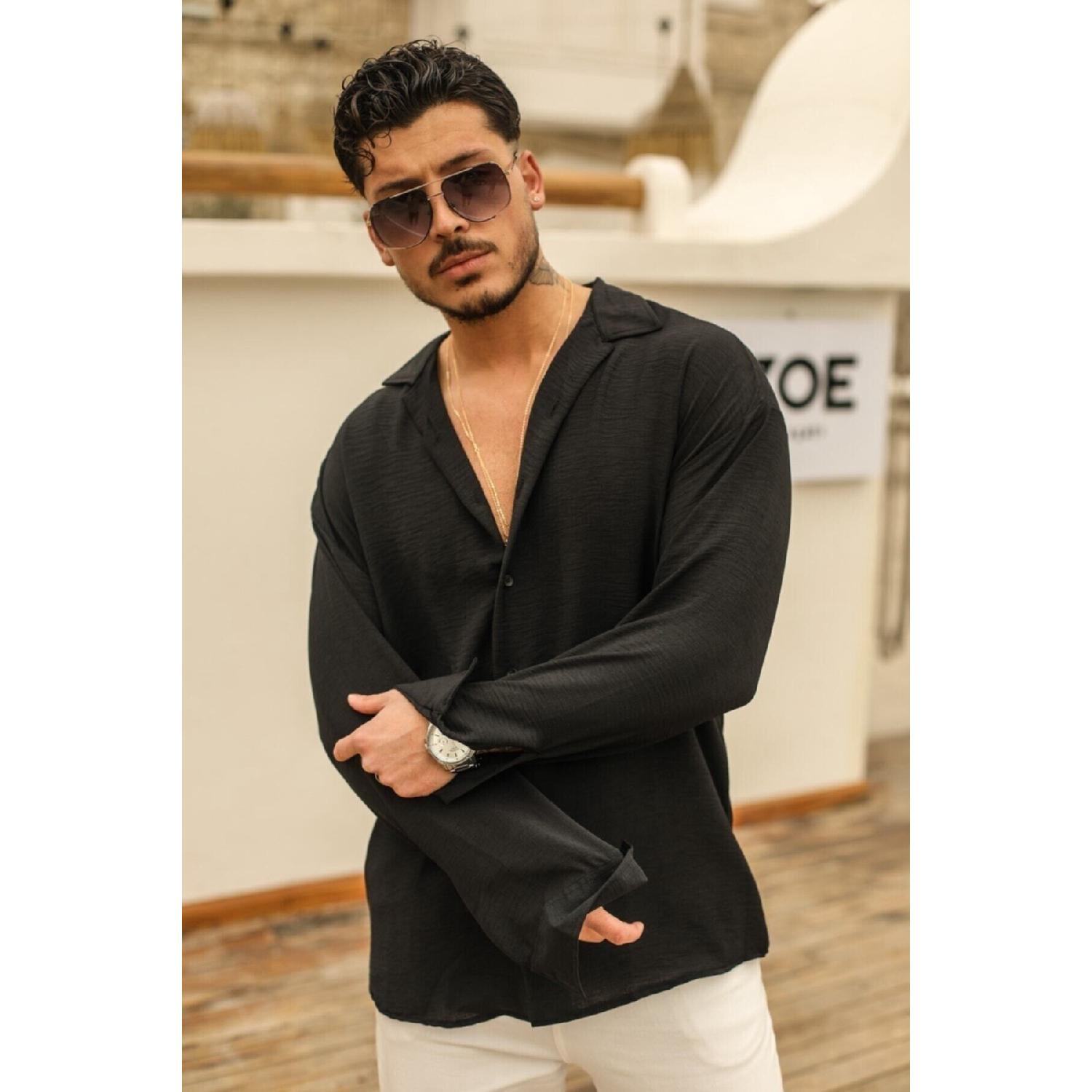 

Рубашка Oversize с текстурированной отделкой Черная 70171002 M