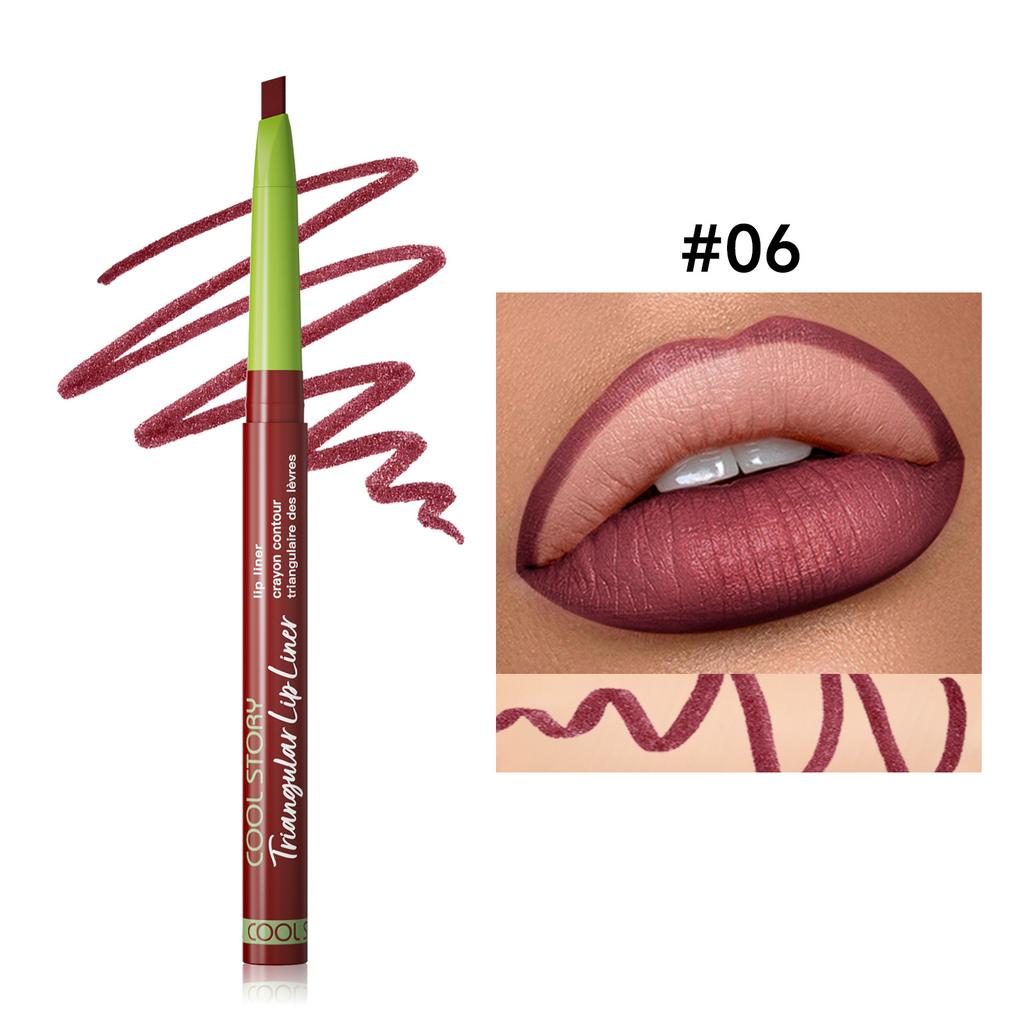 Triangular Oblique Lip Liner Matt Monochrome Semi-long-lasting Outline Velvet Not Easy To Take Off Makeup Lipstick Pen Lip Makeup
