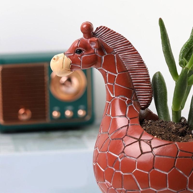 Creative Unique Giraffe/Zebras Shaped Succulent Holder Animal Plant Pot Tabletop Planter for Home or Office Decoration