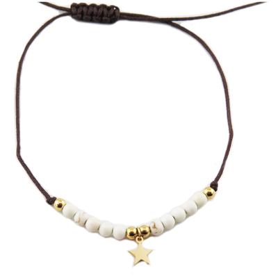 [R0142] - Bracelet acier 'Une Etoile est Née' blanc doré - étoile 7 mm