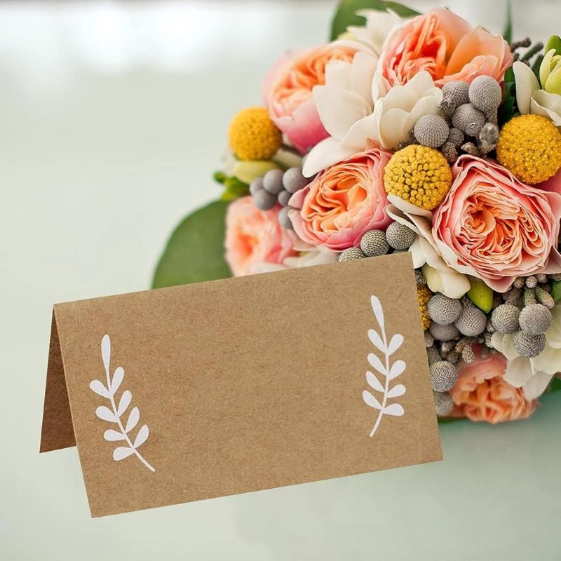 Set of 50 Premium Quality Thick Paper Seating Cards with Unique Leaf Design