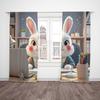 2pcs - Working Rabbit - Printed Curtain, Polyester Semi-transparent - Suitable for Home Decor (excluding Poles)