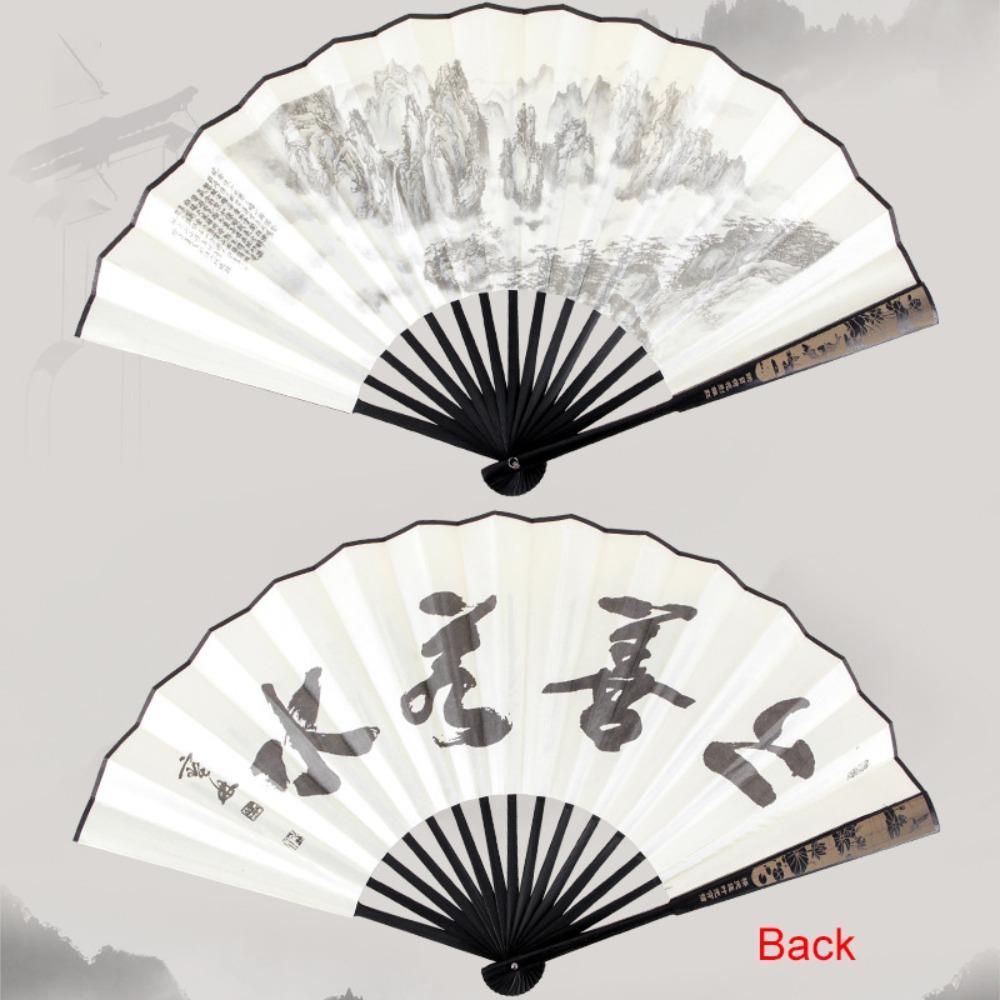 

Ручной складной китайский веер большого размера Летний веер Домашний декор Мужской шелковый веер Подарок Style D