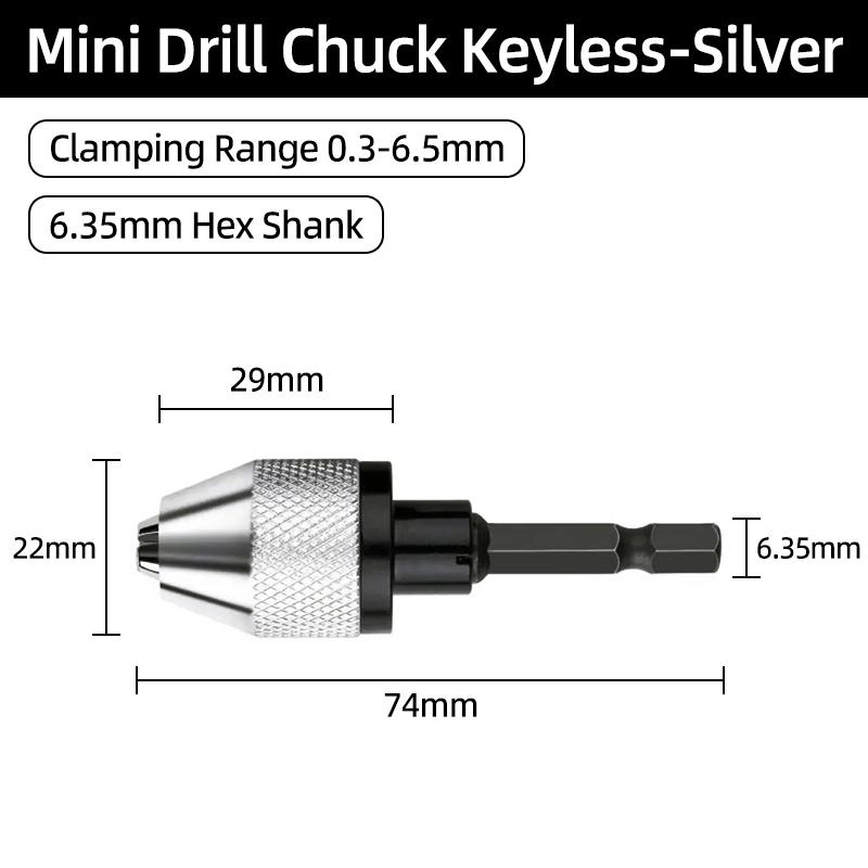 Mini Keyless Chuck Quick Change Electric Drill Bits Collet Converter Extension Screwdriver Chucks Adapter Fixture 1/4" Hex Shank