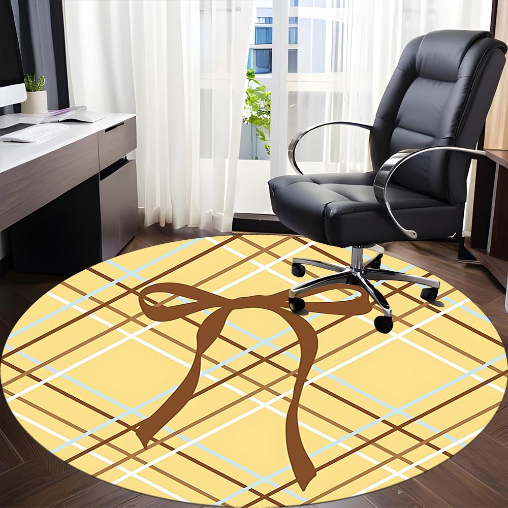 1pc Plaid Bow Chair Carpet for Office Non Slip, Machine Washable Rug for Office, Room Holiday Decor for Christmas, Birthday Polyester