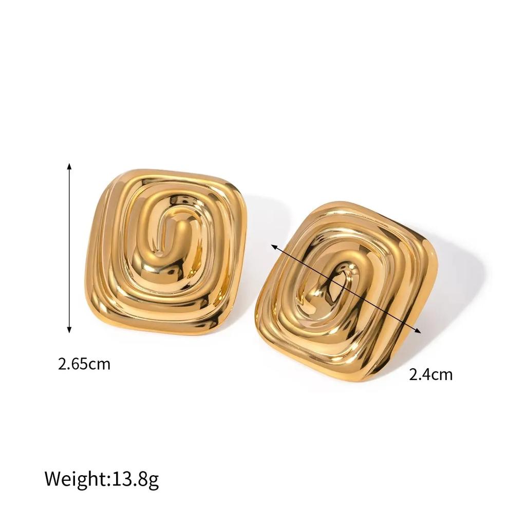 Geometric Stainless Steel Chunky Twist Metal Earrings Trendy Pearl Flower Stud Earring Everyday Statement Jewelry for Her