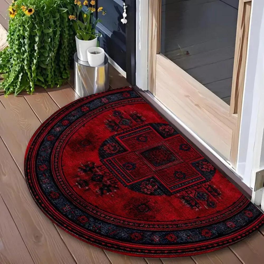 Boho Half Round Doormat Floral Pattern Floor Mat High Quality Welcome Rugs  Indoor Outdoor