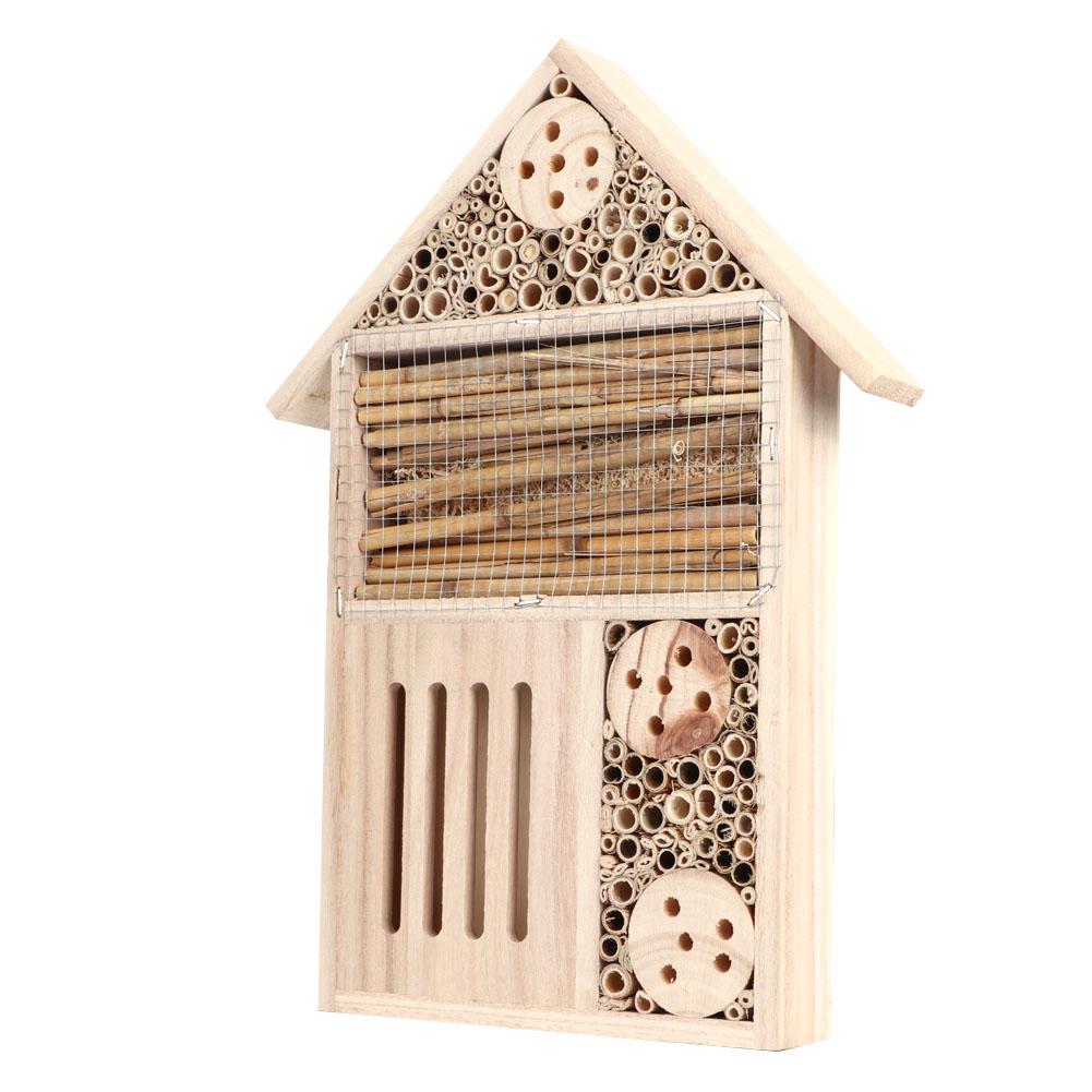 Garden Outdoor Wooden Insect Bee House Wood Bug Room Shelter Nesting Box Decoration