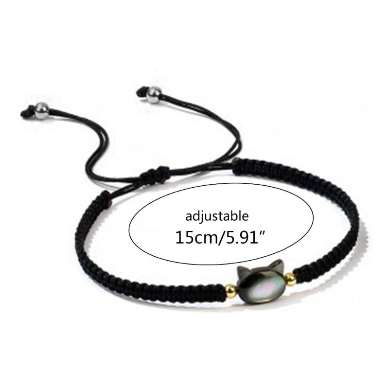 Natural Moonstone Obsidian Bracelet Unique Design Cat Charm Bangle Handwoven Wrist Link Chain Party Accessories for Girl
