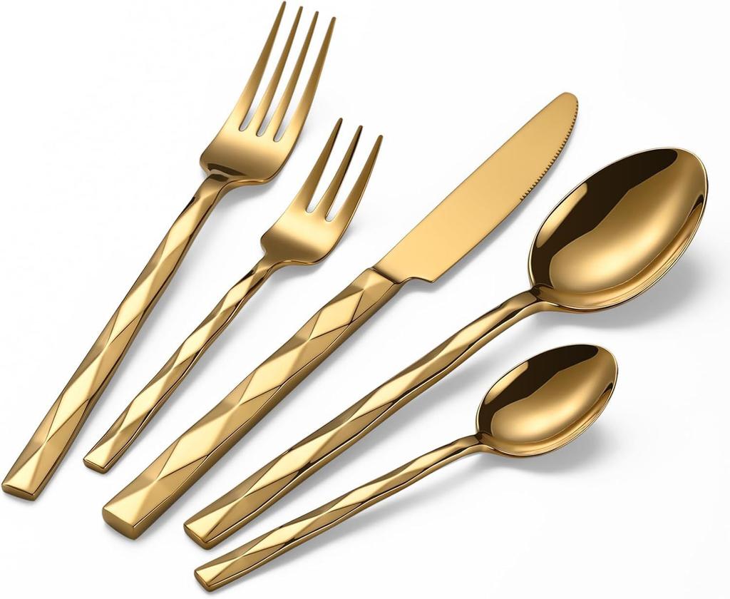 Stainless Steel Tableware,diamond Shaped Handle,dessert Spoon, Restaurant Steak Knife, Thickened Food Knife and Fork Cutlery Set