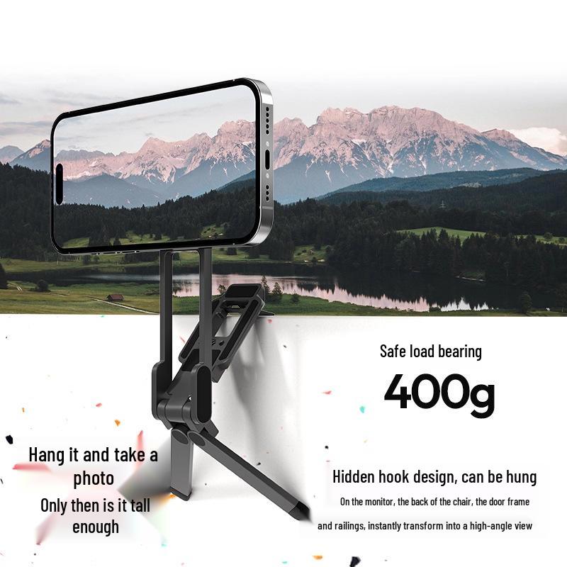 Magnetic Travel Phone Holder: Portable, Foldable, Rotatable, Extendable for Climbing, High-Speed Rail, Gym, Kitchen, Storage, Selfie Stick