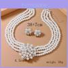 Flower Jewelry Set With Alloy Water Drilling Pearl Chain For Women And Men