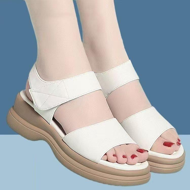 

Soft-soled Roman thick-soled one-word sandals for women s 2025 summer new models with skirts, flat-soled non-slip beach shoes for children 40