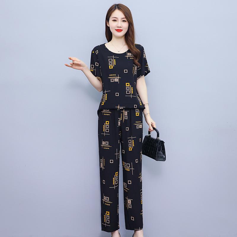 Sommarbyxset för kvinnor 2 delar Nytt avslappnat tvådelat set Kvinnokläder Koreansk stil Sommarkläder