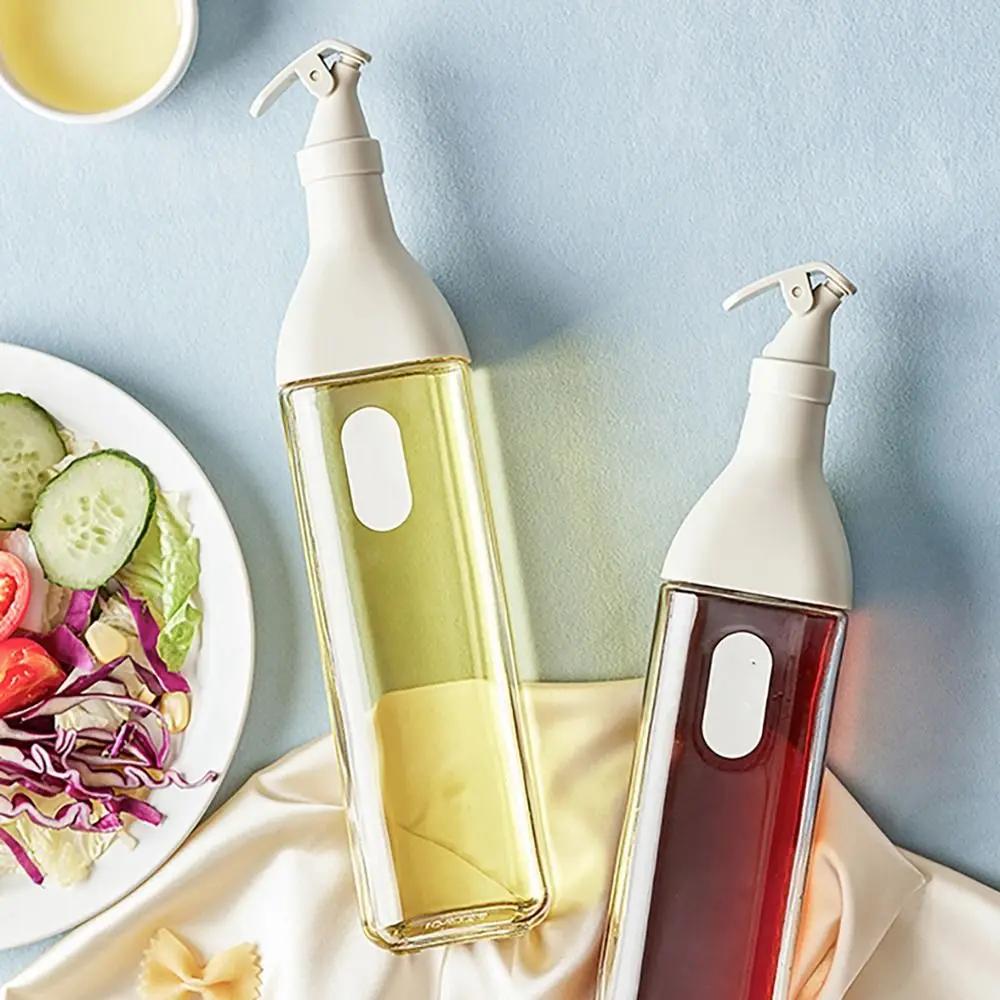 1Pcs Wine Pourer Glass Oil Bottle Kitchen Tool with Label Seasoning Sauce Bottle 500ML Leakproof Oil Dispenser Olive Oil Liquor