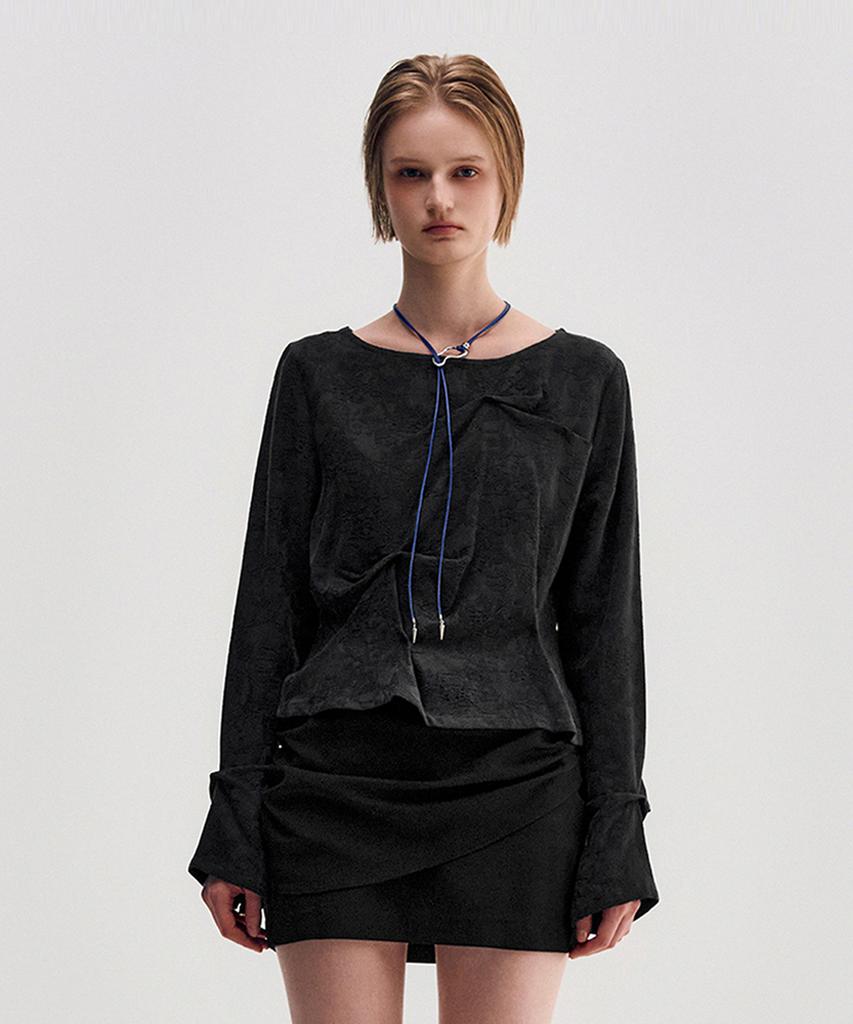 Kimjisu Pinched Long Sleeve Top _ Black