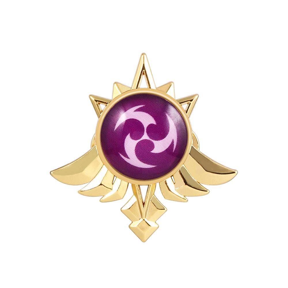 Game Genshin Impact Metal Brooch Pins Primogem Xiao Mask Vision 7 Element God's Eye Weapons Luminous Badge Cosplay Prop Jewelry