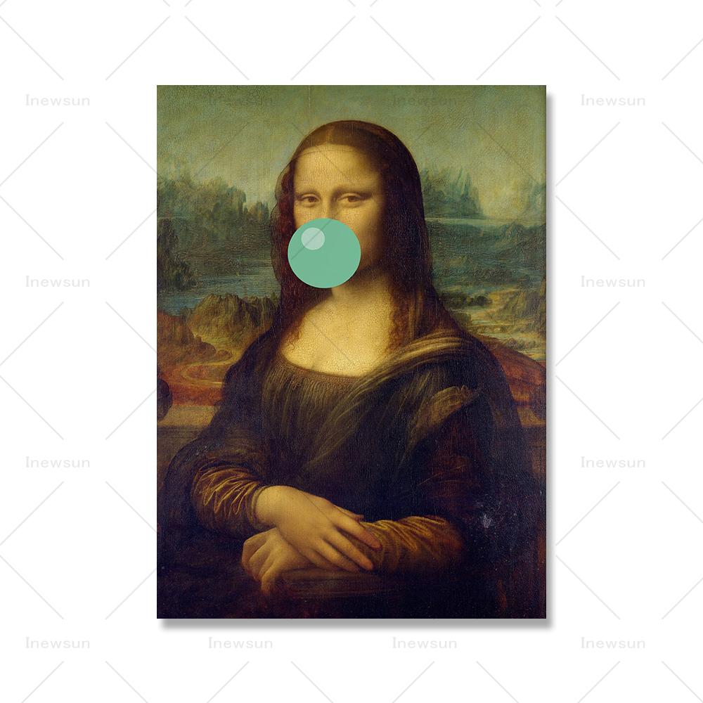 

Мона Лиза жевательная резинка измененное искусство винтажный плакат с принтом холст эклектичная причудливая живопись в стиле Ренессанс настенные панно для девочек домашний декор 60x90cm No Framed