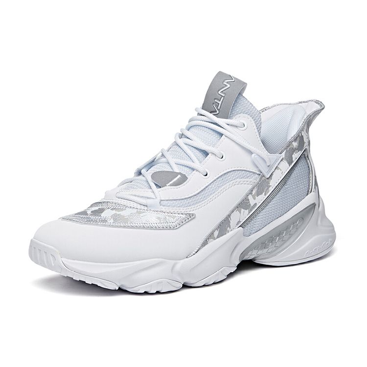 Anta Comfortable Versatile Shock Absorbing Non-Slip Wear-Resistant Mid-Top Basketball Shoes Men Sneaker Silver 11941662S-6