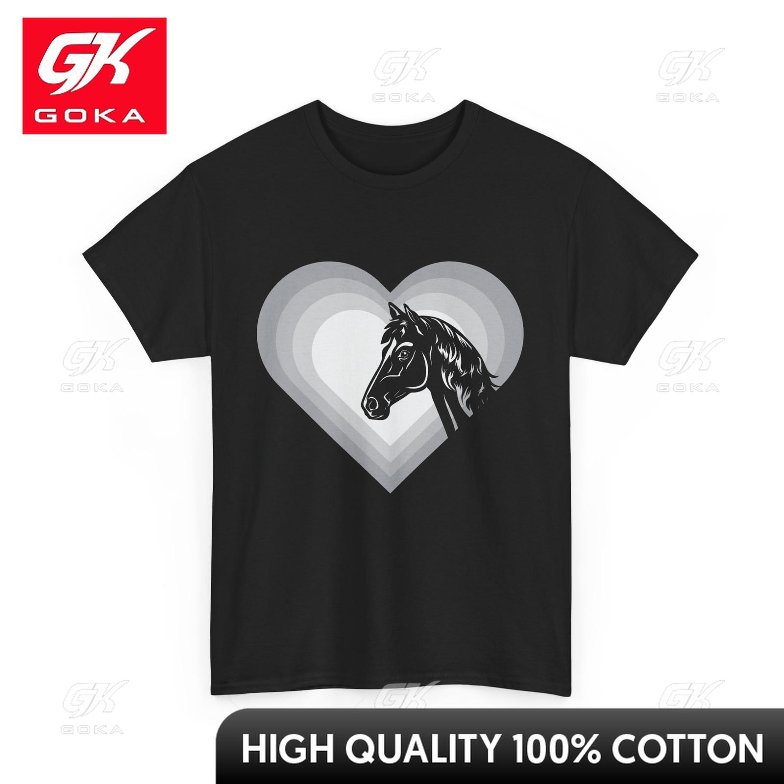 Horse Heart Shirt Animal Lovers Horse Riding Fans Women Unisex Cute Shirt Cultural Ethnic Tribal Tees Traditional Artistic S