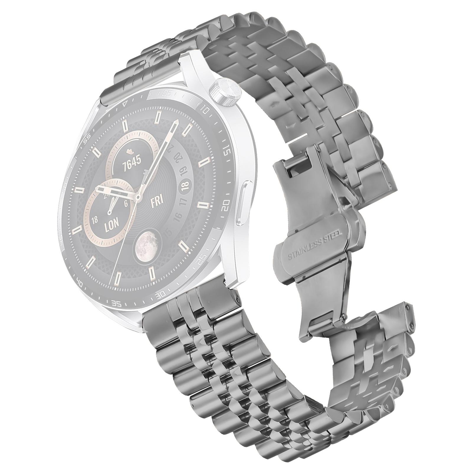 

For Huawei Watch Ultimate Wrist Band 5-Bead Stainless Steel Butterfly Clasp Watch Strap Titanium