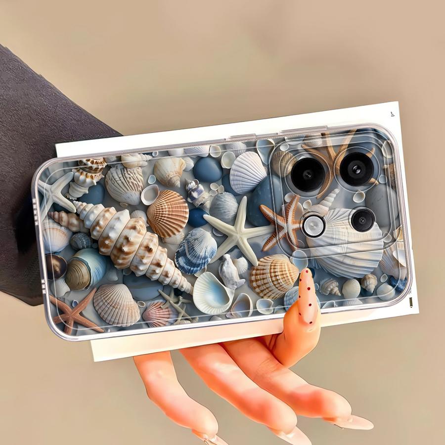 Kryt na telefon pro Xiaomi Redmi A1 A2+ A5 9A 9C 14C 13C A3x 12C 10C Průhledný kryt Podmořské plážové mušle
