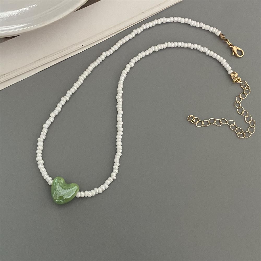 Korean Fashion Ceramics Love Heart Choker Necklace for Women Girl Colorful New Fashion Neck Jewelry