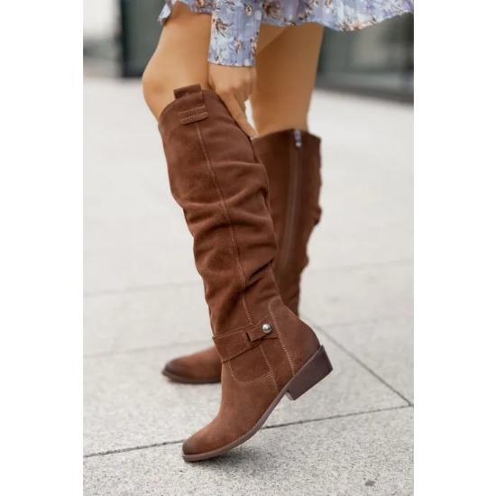 Women New Side Zipper Low Heel Boots Fashion Suede Comfortable Shoe Casual High Top Trendy Boot Light Versatile Ladies Shoes