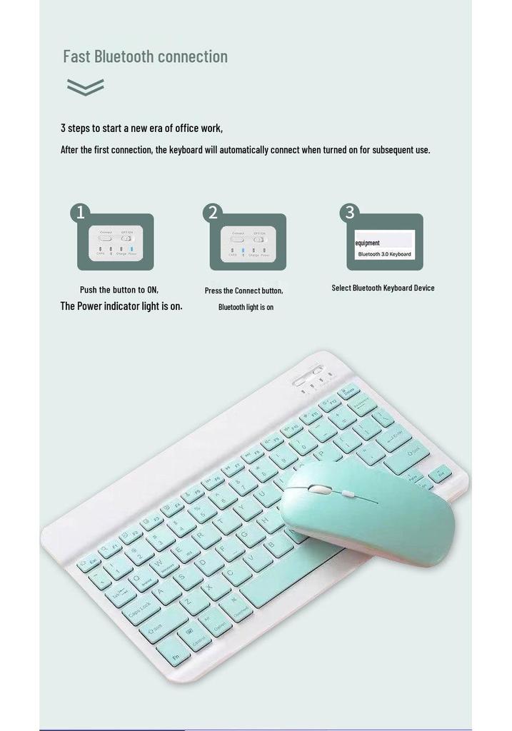 Jingzun Bluetooth 10-Inch Keyboard & Mouse Set for iPad and Tablets with Touch Control & Personalized Color Printing