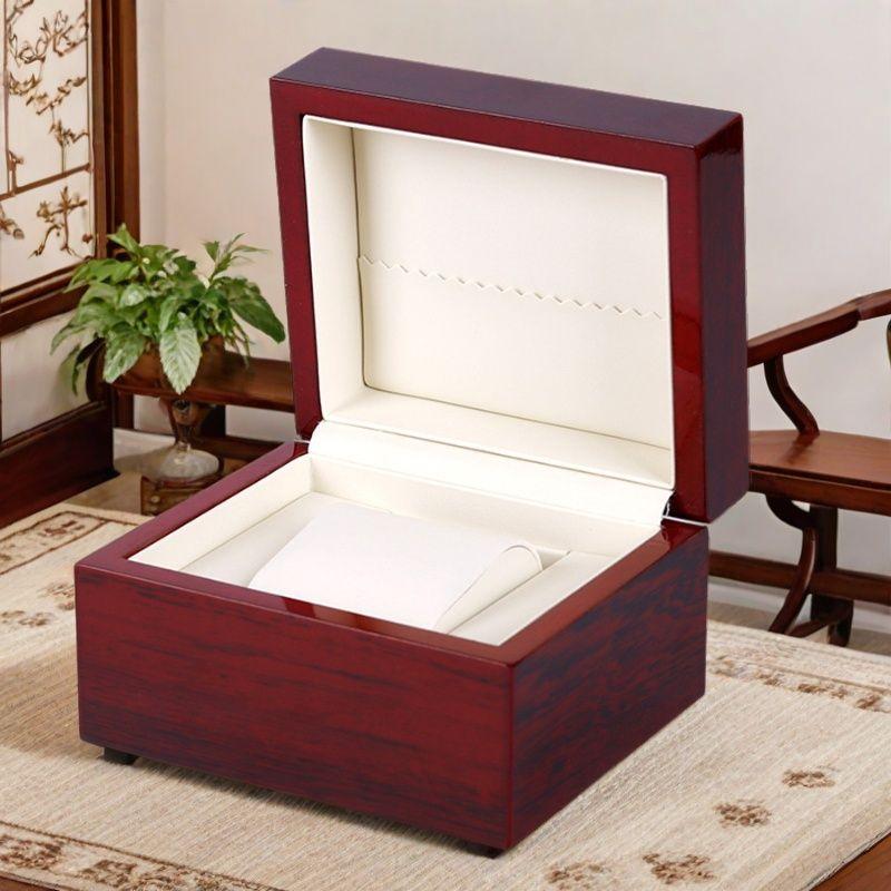 

Премиальная лакированная деревянная шкатулка для часов, футляр для хранения ювелирных изделий, высококачественная подкладка-дисплей для часов и ювелирных изделий, премиальная подарочная упаковка 1 slots красный