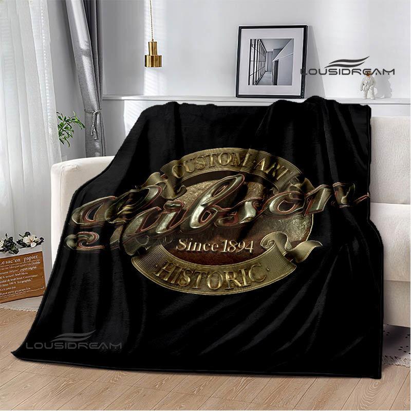 Gibson Guitar Logo Printed Blanket Flange Warming Blanket Picnic Blanket Home Travel Blanket Bed Linings Birthday Gift