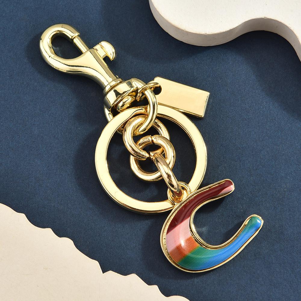 Rainbow C Letter Keychain Metallic Bag Charm For Cute Style Accessories