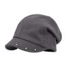 Rivet Ornament Slouchy Beret Solid Color Studded Beanie Newsboy Cap Short Brim Hat  Fashion Girls